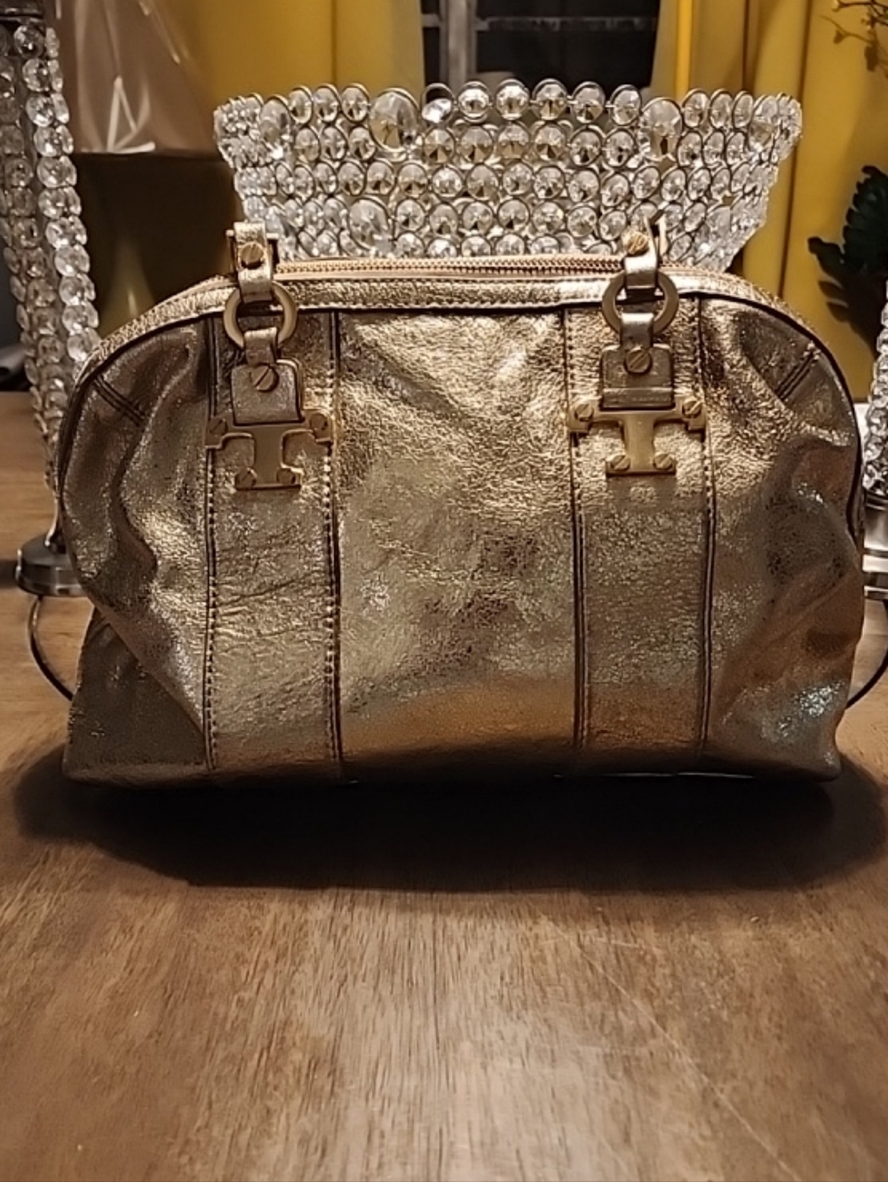 Tory Burch Metallic Gold Leather Shoulder Bag